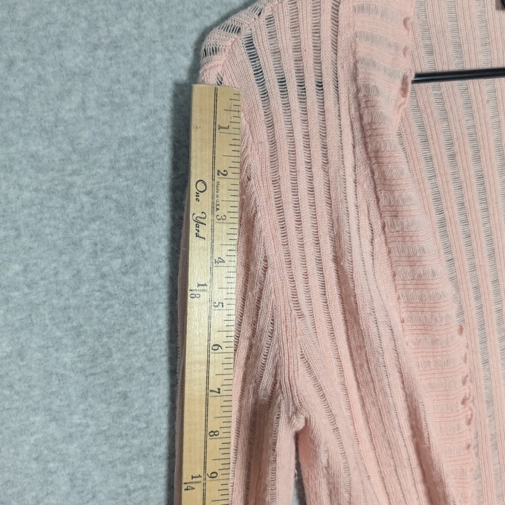 Express Cardigan Women Small Pink Ruffle Trim Vintage Shabby Chic Pastel Crochet - Picture 9 of 10